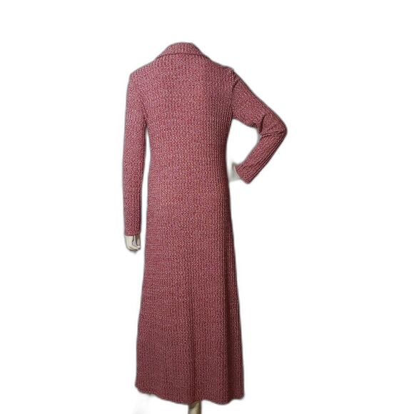 SHEIN Long Sleeve Ribbed Knit Button Front Maxi Dress Marled Knit Dusty Pink XL - Picture 2 of 8